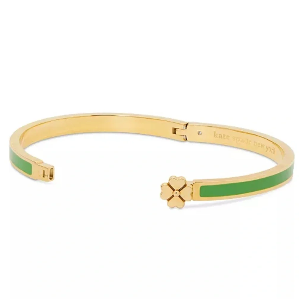 kate spade new york‎ Gold-Tone Green Enamel Flower Bangle Bracelet NWT